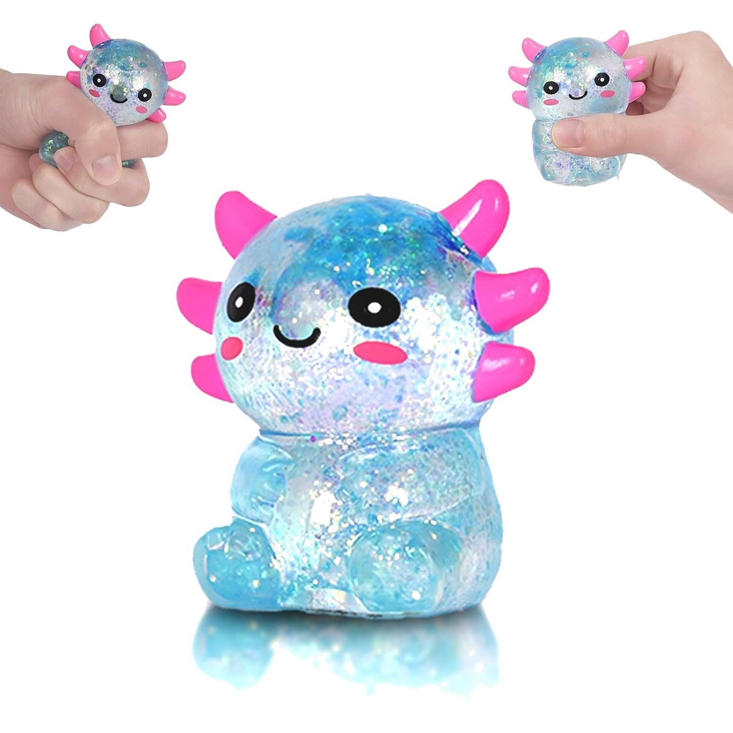 Blue Glitter Axolotl Squishy – Slow Rising Squeeze Toy