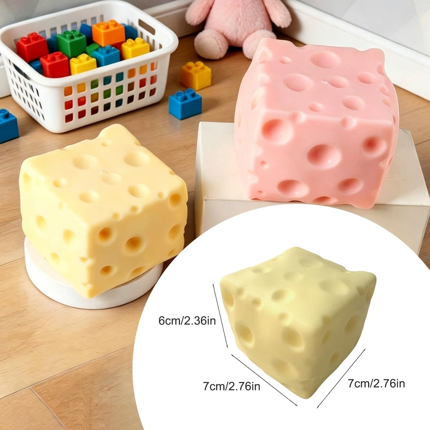 Pink Cheese Squishy – Slow Rising Squeeze Toy