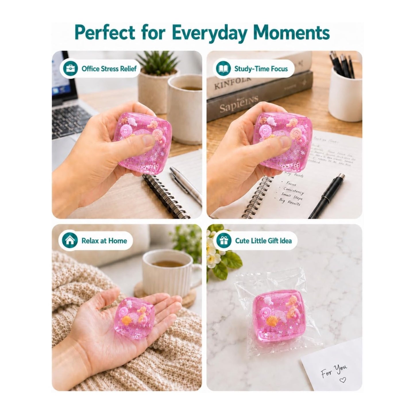 Pink Seashell Ice Cube Squishy – Slow Rising Ocean Squeeze Toy