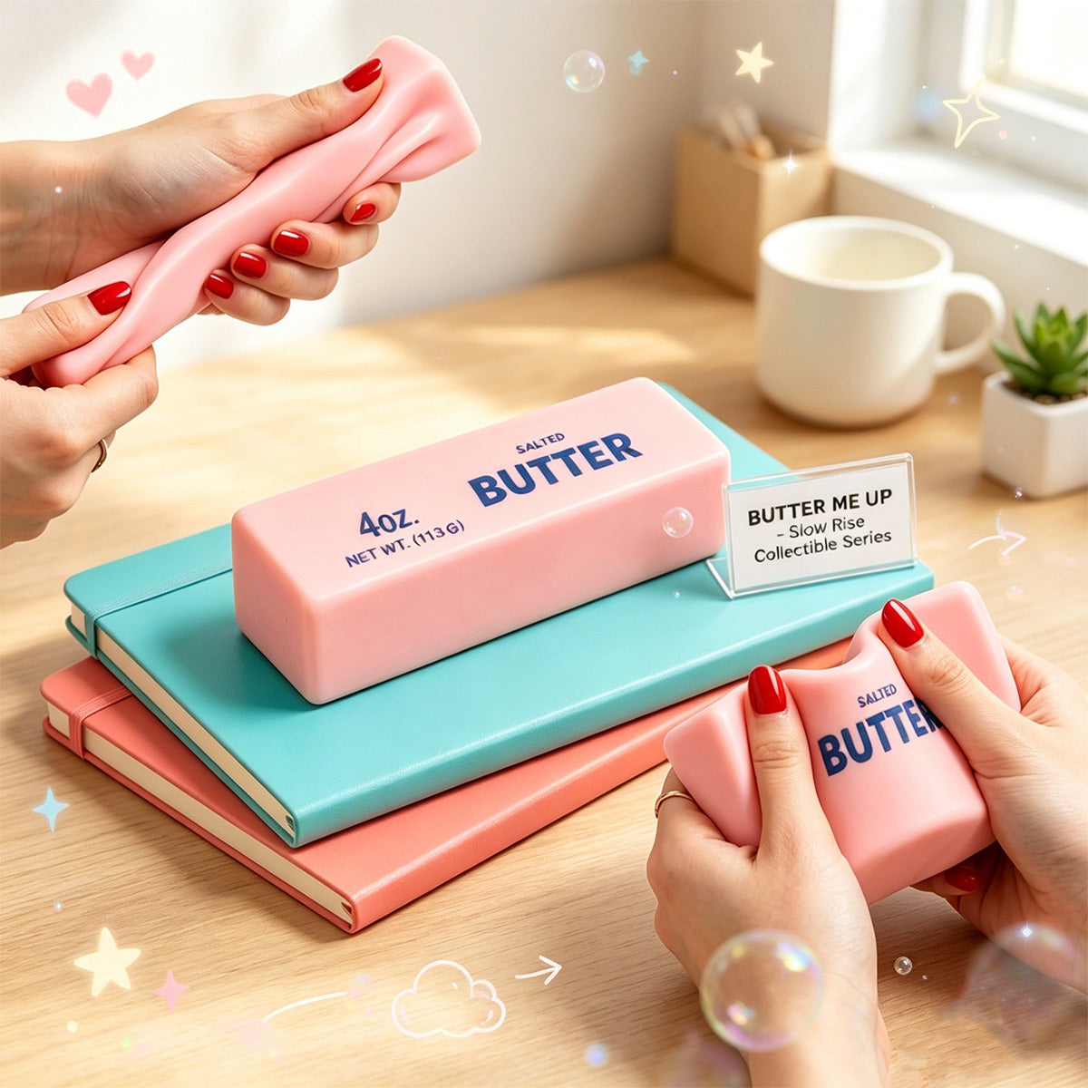 Pink Butter Squishy – Slow Rising Salted Butter Stress Toy