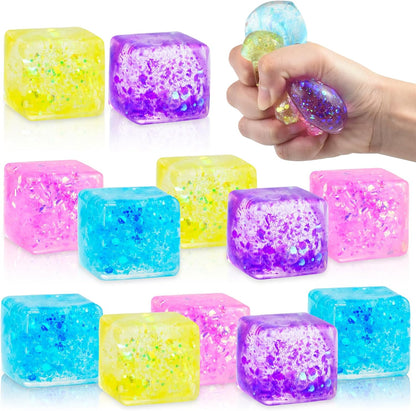 Glitter Cube Squishy – Floating Sparkle Squeeze Toy