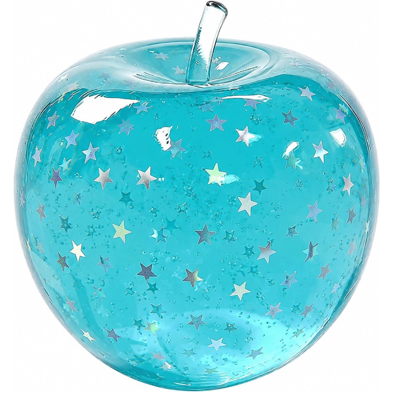 Blue Jelly Apple Squishy – Star Glitter Fidget & Desk Decor