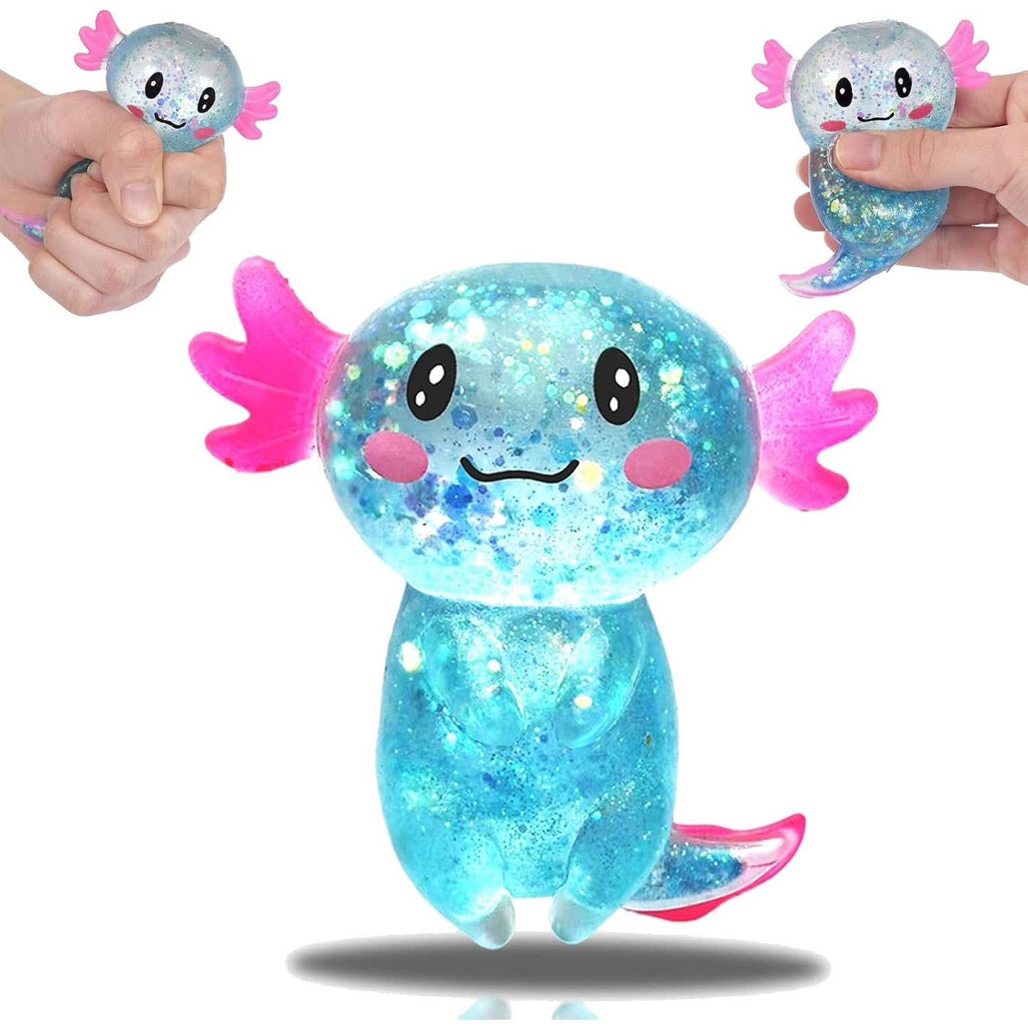 Blue Glitter Axolotl Squishy – Slow Rising Squeeze Toy