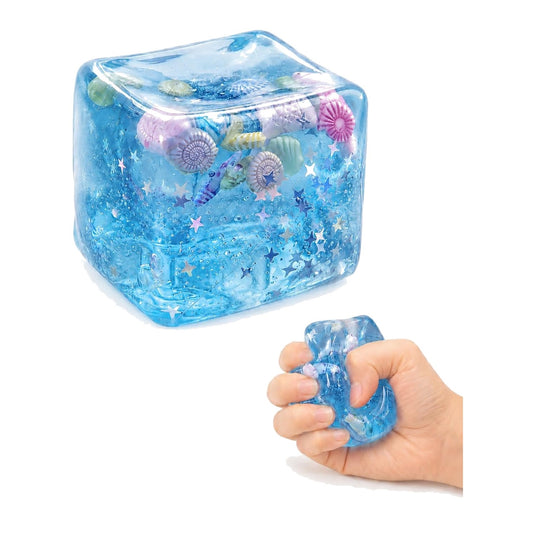 Blue Seashell Ice Cube Squishy – Slow Rising Ocean Squeeze Toy