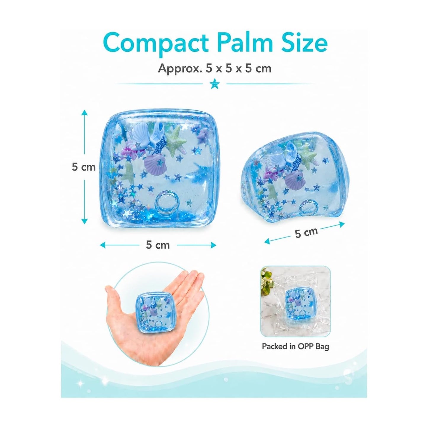 Blue Seashell Ice Cube Squishy – Slow Rising Ocean Squeeze Toy
