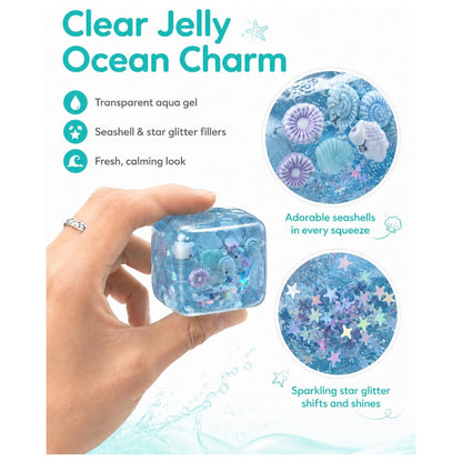 Blue Seashell Ice Cube Squishy – Slow Rising Ocean Squeeze Toy