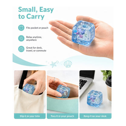 Blue Seashell Ice Cube Squishy – Slow Rising Ocean Squeeze Toy