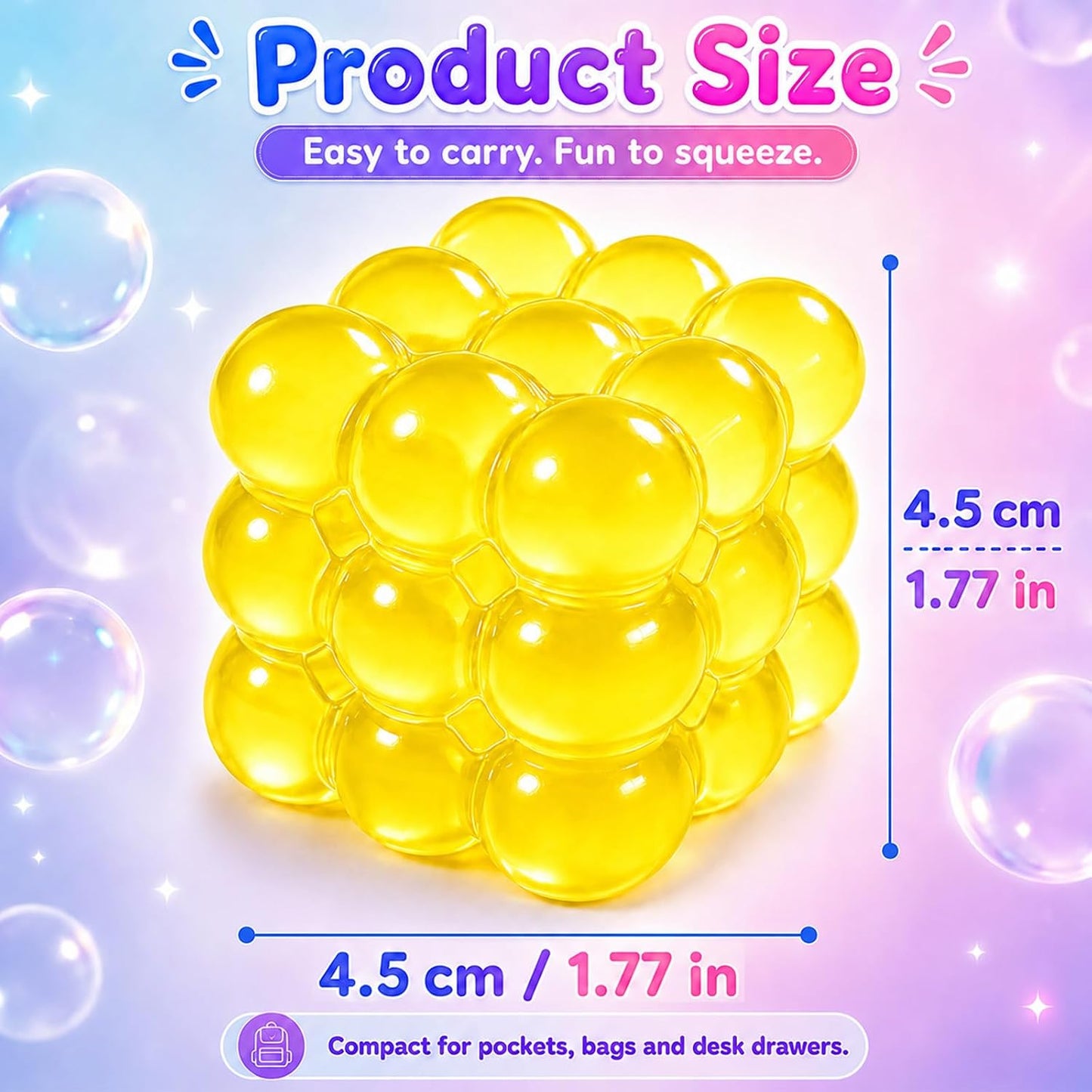 Product size — 4.5cm / 1.77in bubble cube