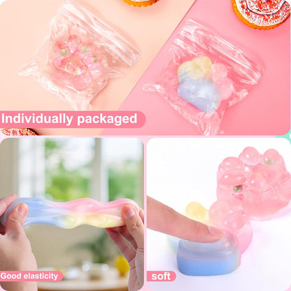 Cat Paw Squishy 2-Pack – Glitter & Rainbow Squeeze Toys