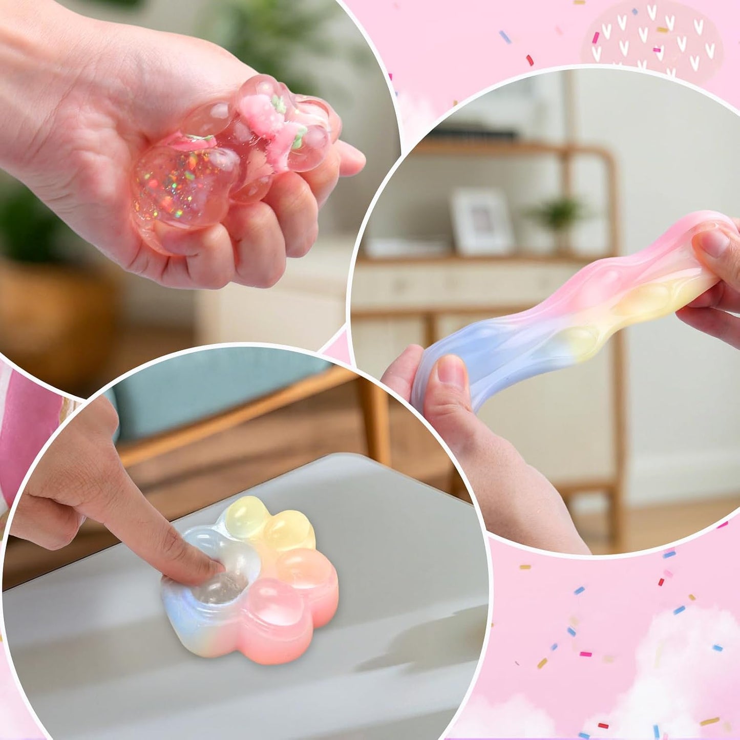 Cat Paw Squishy 2-Pack – Glitter & Rainbow Squeeze Toys