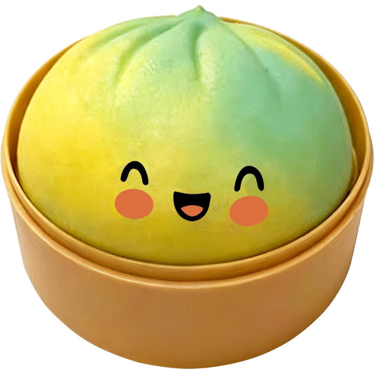 Changing Green Glitter Dumpling Squishy – Slow Rising Steamer Box Squeeze Toy