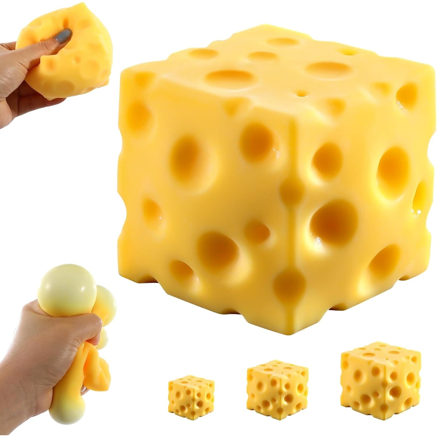 Cheese Block Squishy – Slow Rising Emmental Squeeze Toy