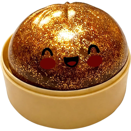 Classic Bronze Glitter Dumpling Squishy – Slow Rising Steamer Box Squeeze Toy