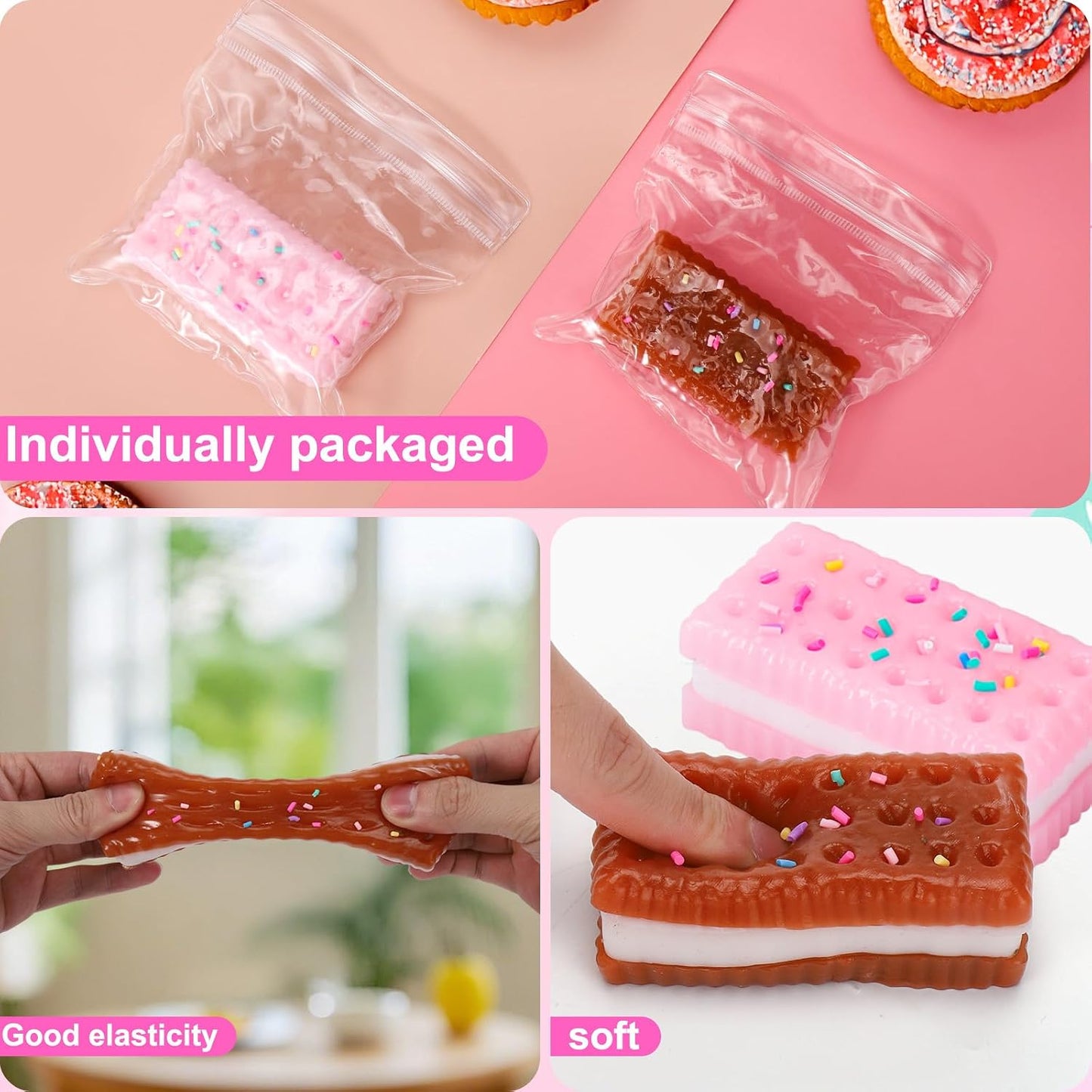 Ice Cream Cookie Sandwich Squishy – 2-Pack Squeeze Toys