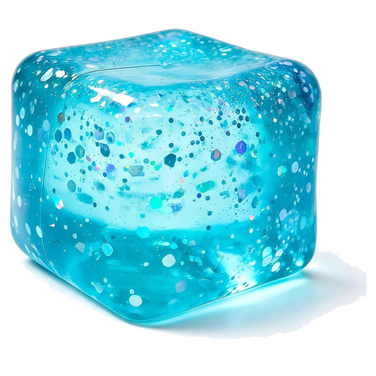 Glitter Ice Cube Squishy – Slow Rising Sparkle Squeeze Toy