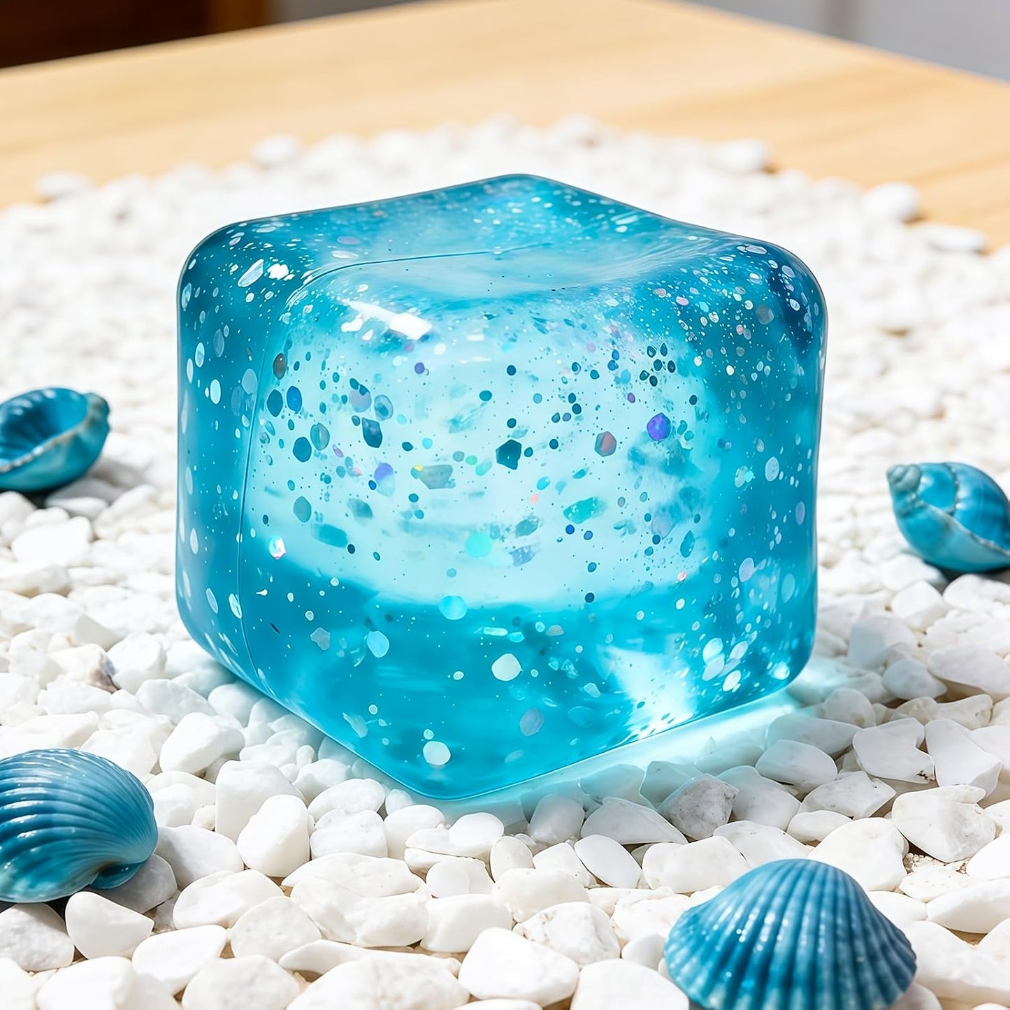 Glitter Ice Cube Squishy – Slow Rising Sparkle Squeeze Toy