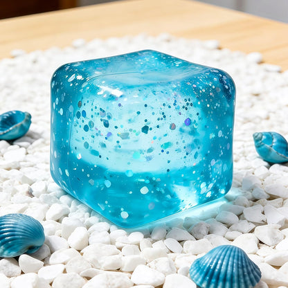 Glitter Ice Cube Squishy – Slow Rising Sparkle Squeeze Toy