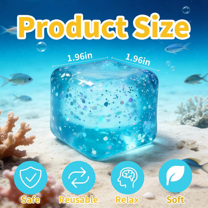 Glitter Ice Cube Squishy – Slow Rising Sparkle Squeeze Toy