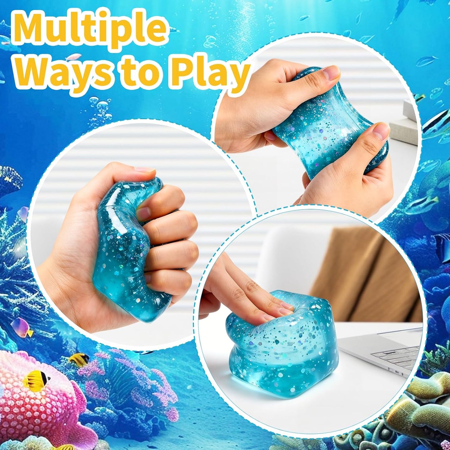 Glitter Ice Cube Squishy – Slow Rising Sparkle Squeeze Toy