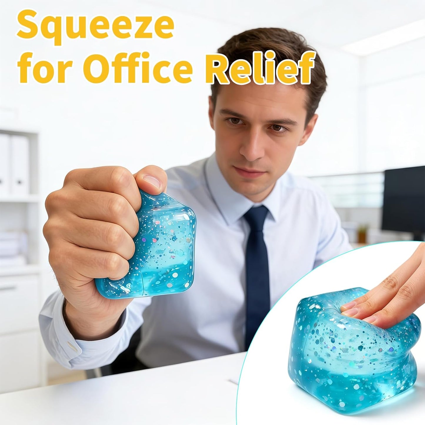 Glitter Ice Cube Squishy – Slow Rising Sparkle Squeeze Toy