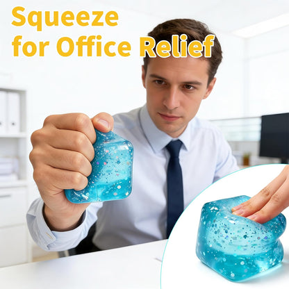 Glitter Ice Cube Squishy – Slow Rising Sparkle Squeeze Toy