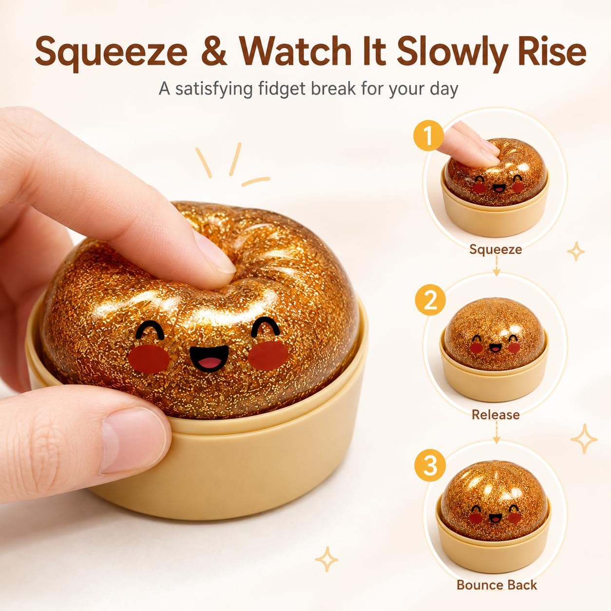 Grass Green Glitter Dumpling Squishy – Slow Rising Steamer Box Squeeze Toy