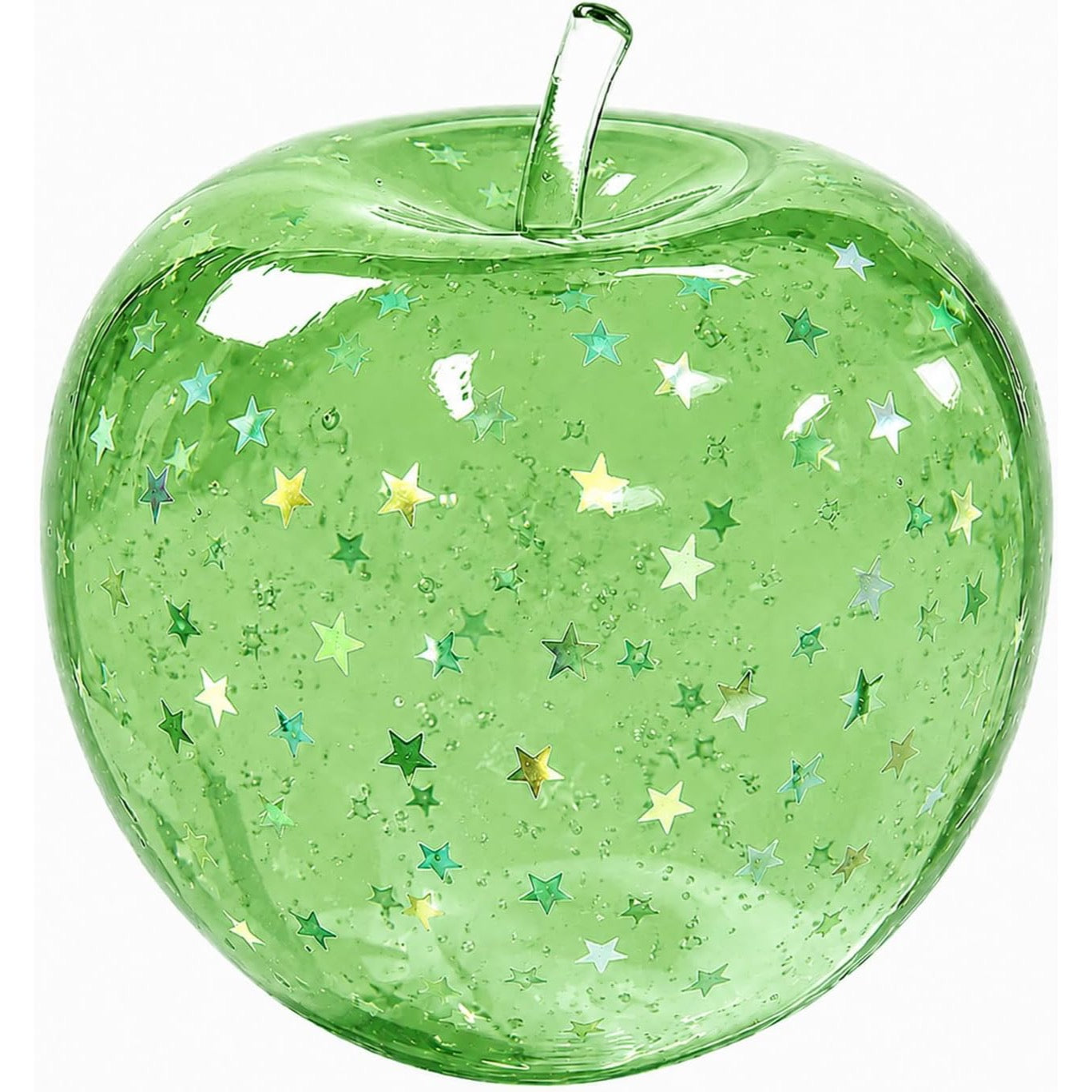 Green Jelly Apple Squishy – Star Glitter Fidget & Desk Decor