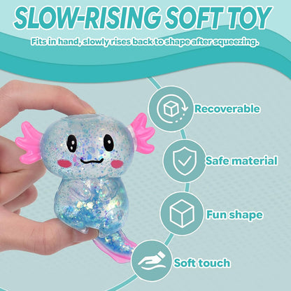 Green Glitter Axolotl Squishy – Slow Rising Squeeze Toy