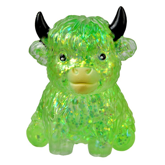 Green Highland Cow Glitter Squishy – Slow Rising Squeeze Toy