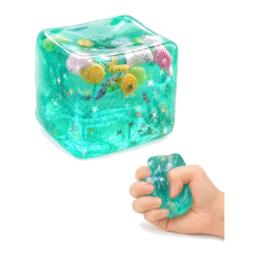 Green Seashell Ice Cube Squishy – Slow Rising Ocean Squeeze Toy