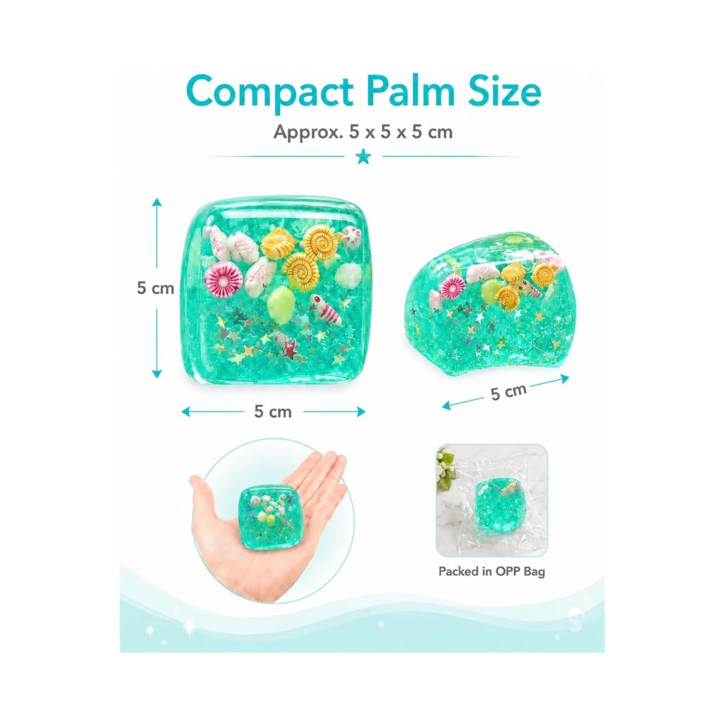 Green Seashell Ice Cube Squishy – Slow Rising Ocean Squeeze Toy