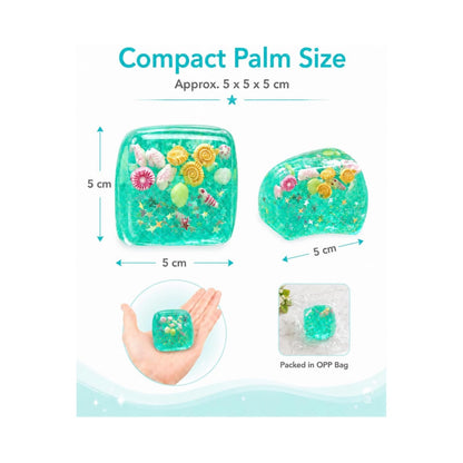 Green Seashell Ice Cube Squishy – Slow Rising Ocean Squeeze Toy