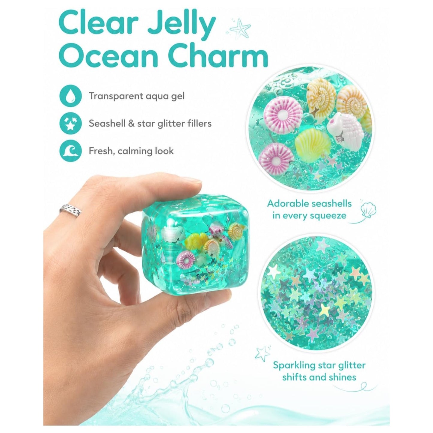 Green Seashell Ice Cube Squishy – Slow Rising Ocean Squeeze Toy