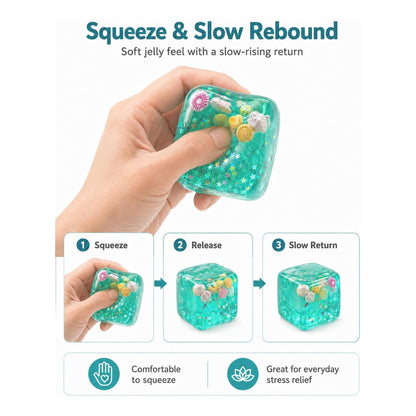 Green Seashell Ice Cube Squishy – Slow Rising Ocean Squeeze Toy