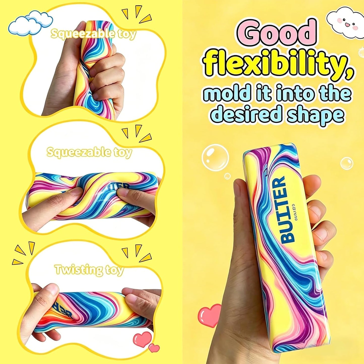 Marble Swirl Butter Squishy – Slow Rising Butter Stick