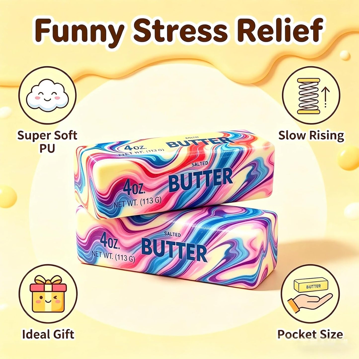 Marble Swirl Butter Squishy – Slow Rising Butter Stick