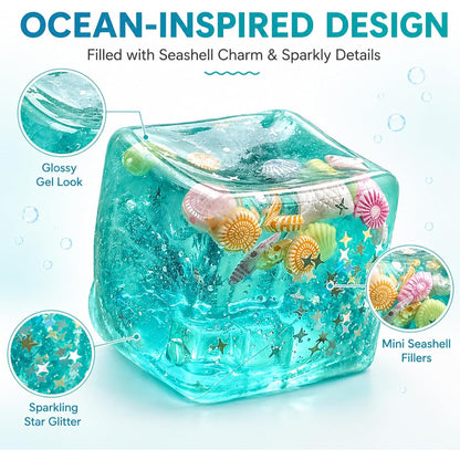 Ocean Seashell Coconut Oil Cube – Marine Squishy Squeeze Toy