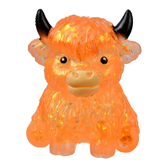 Orange Highland Cow Glitter Squishy – Slow Rising Squeeze Toy