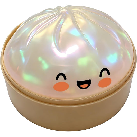 Pearl White Glitter Dumpling Squishy – Slow Rising Steamer Box Squeeze Toy