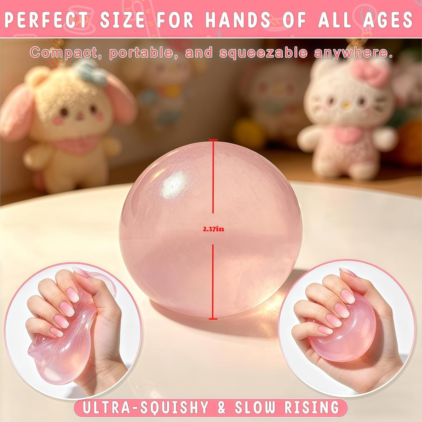 Pink Coconut Oil Squishy Ball – Slow Rising Stress Ball