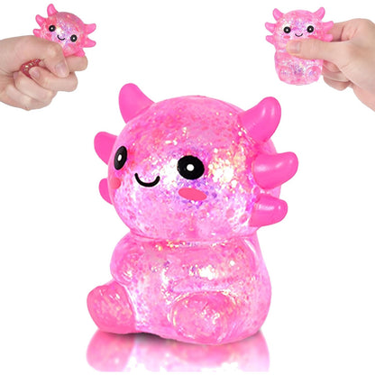 Pink Glitter Axolotl Squishy – Slow Rising Squeeze Toy