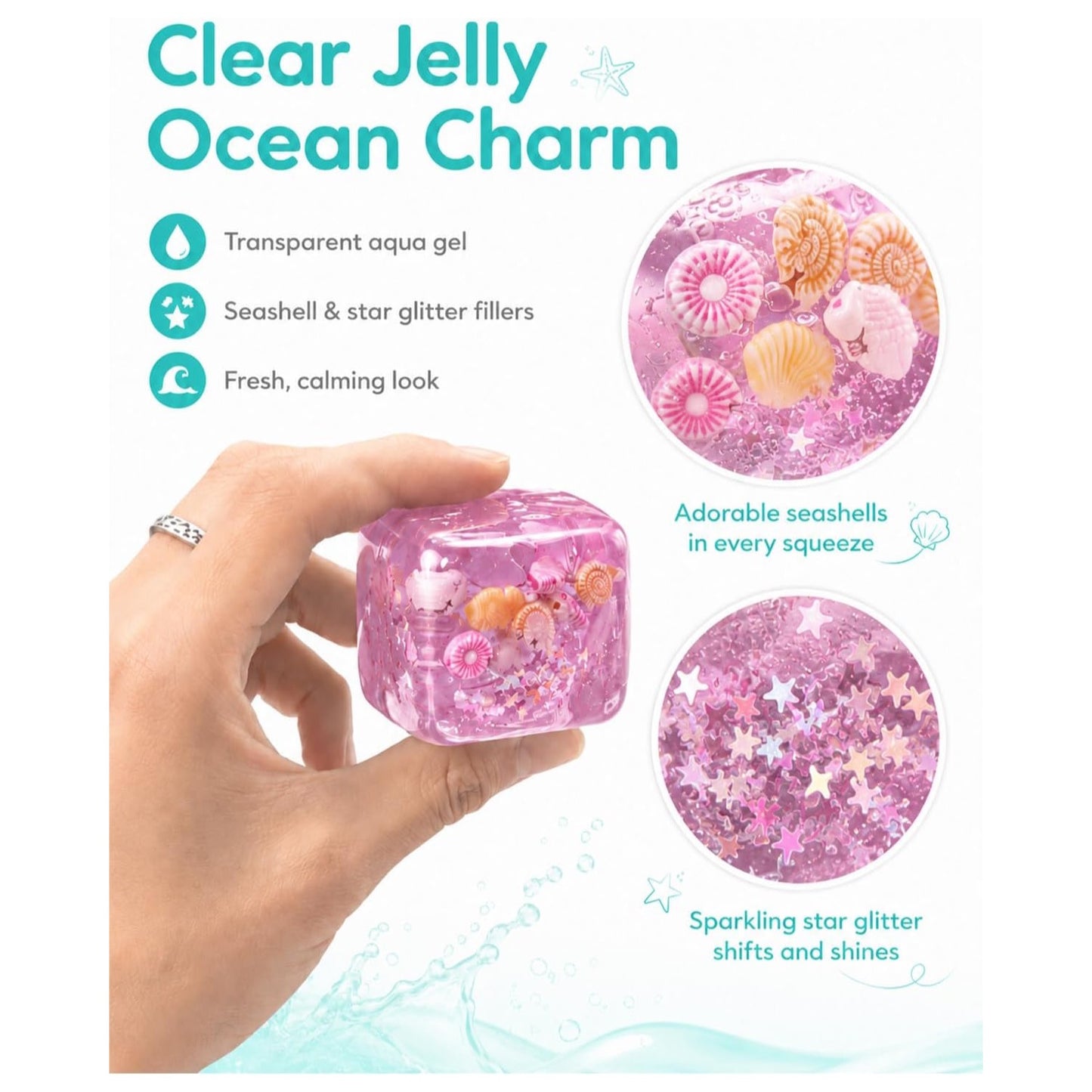 Pink Seashell Ice Cube Squishy – Slow Rising Ocean Squeeze Toy