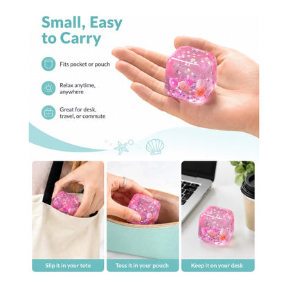 Pink Seashell Ice Cube Squishy – Slow Rising Ocean Squeeze Toy