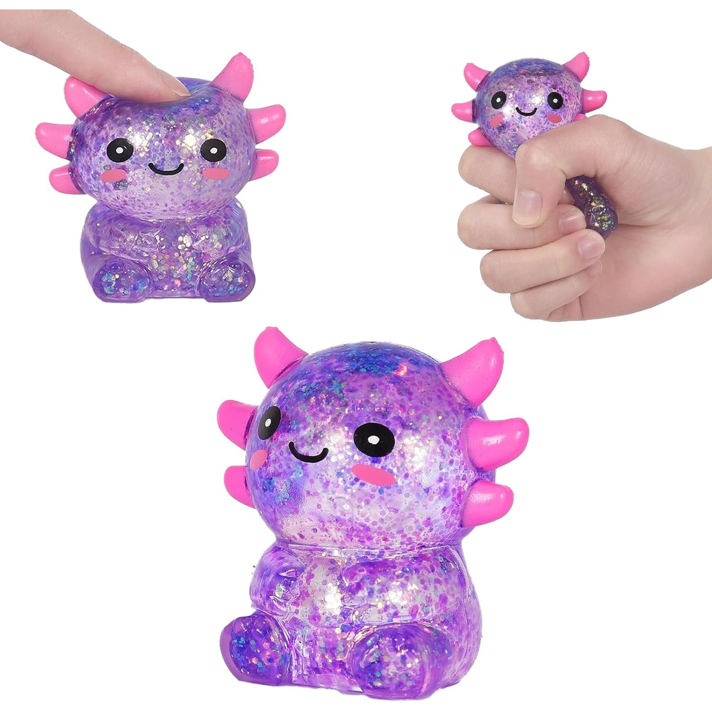 Purple Glitter Axolotl Squishy – Slow Rising Squeeze Toy