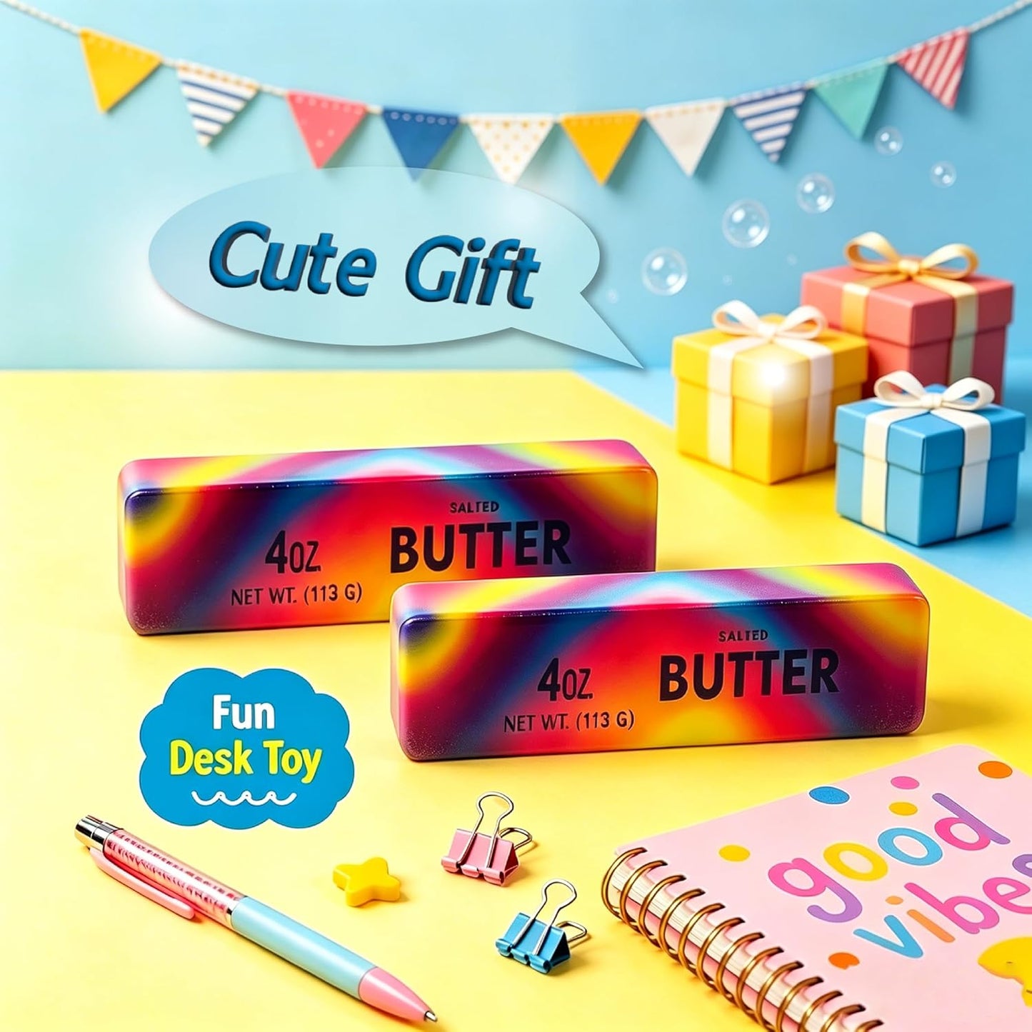 Rainbow Butter Squishy – Slow Rising Tie-Dye Butter Stick