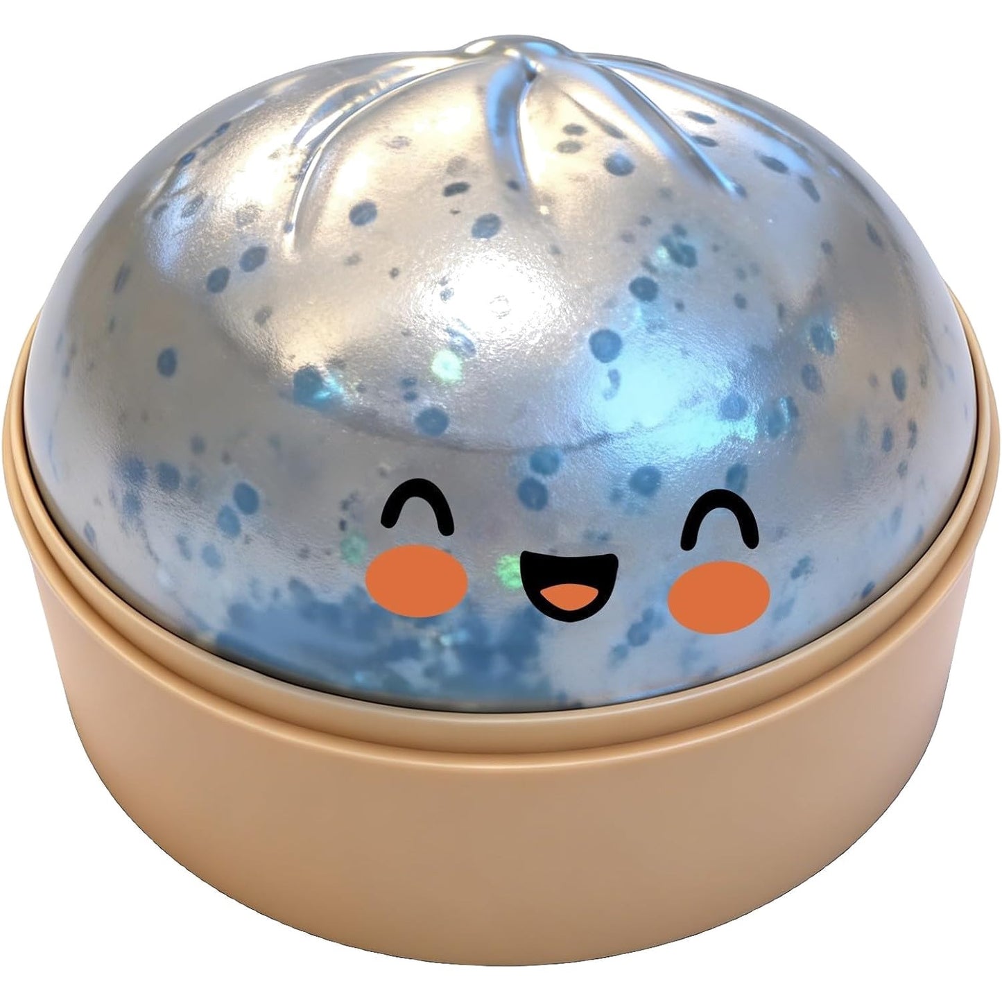 Sky Blue Glitter Dumpling Squishy – Slow Rising Steamer Box Squeeze Toy