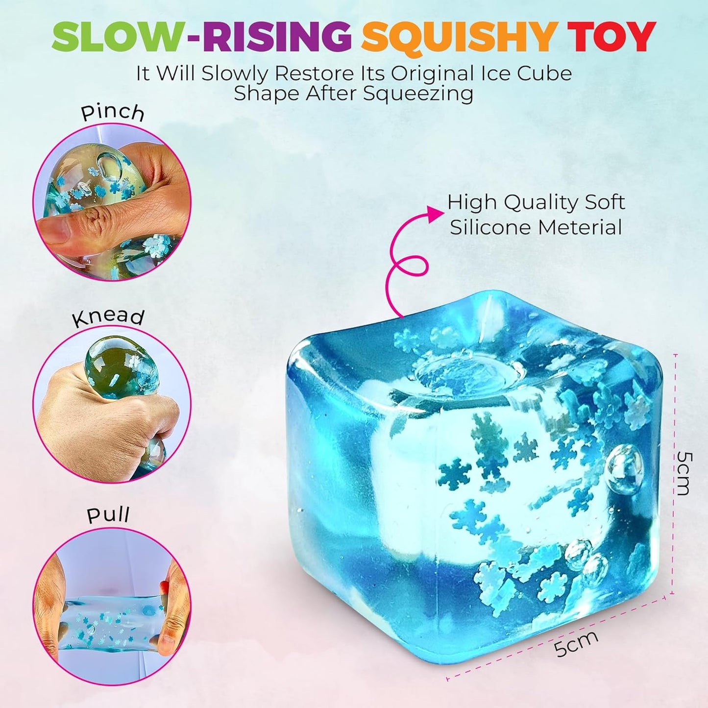 Snowflake Ice Cube Squishy – Slow Rising Sensory Squeeze Toy