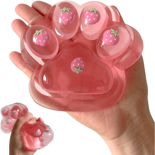 Strawberry Cat Paw Squishy – Jumbo 5" Slow Rising Squeeze Toy