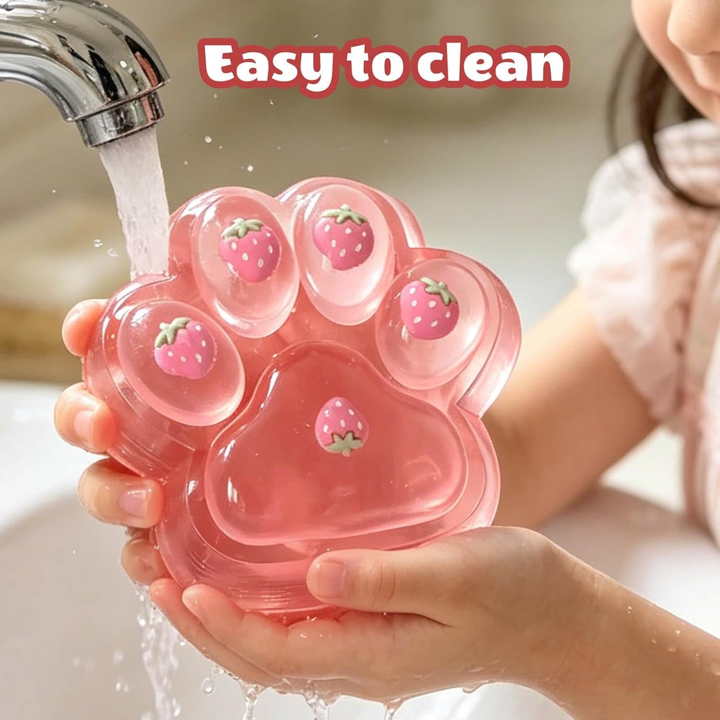 Strawberry Cat Paw Squishy – Jumbo 5" Slow Rising Squeeze Toy