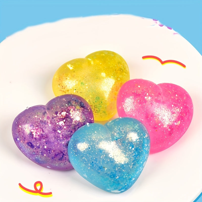 Glitter Heart Squishy – 4-Pack Slow Rising Squeeze Toys